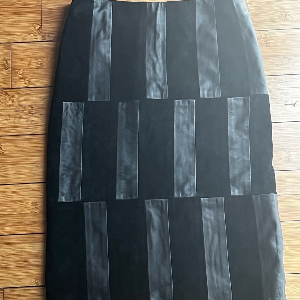 Vintage y2k DKNY leather and suede checkerboard skirt